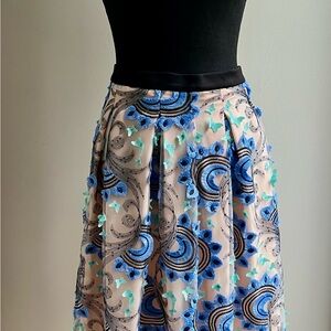Eva Franco Blue and Black A-Line Skirt
